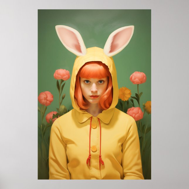 Poster Fille à capuchon de lapin (Devant)