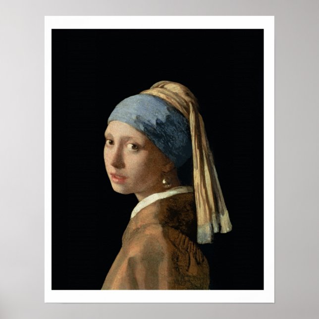 Poster Fille à oreille perle, c.1665-6 (huile sur toile (Devant)