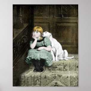 Poster Fille adorée par un chien