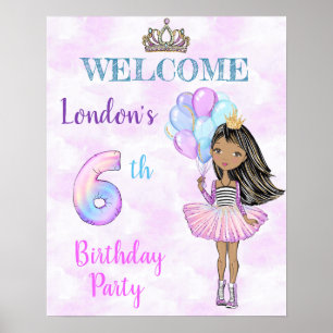 Poster Fille afro-américaine pour son 6ème anniversaire p