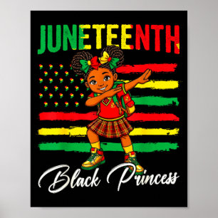 Poster Fille afro Juneteenth faisant le dab princesse noi