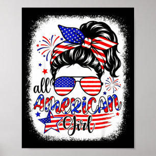 Poster Fille américaine drapeau États-Unis 4 juillet femm