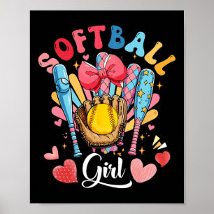 Poster Fille amoureuse de softball Équipement de bowling