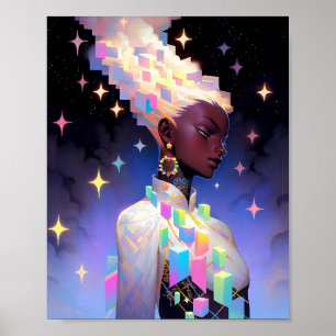 Poster Fille Anime géométrique moderne