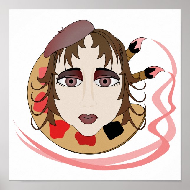 Poster Fille Artiste En Rouge (Devant)