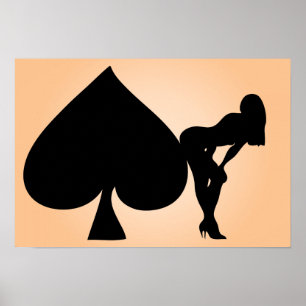 Poster Fille assise sur l'as des pique