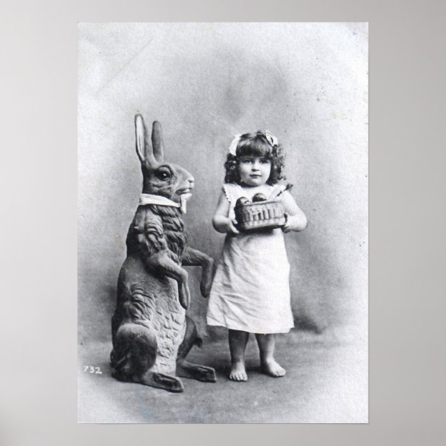Poster Fille au chocolat et lapin de Pâques (Devant)