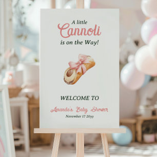 Poster Fille au Nœud Rose Cannoli Sucré Baby Shower Itali