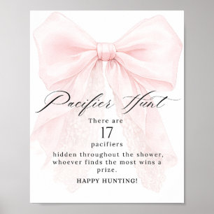 Poster Fille au Nœud Rose Jeu de Baby Shower Moderne