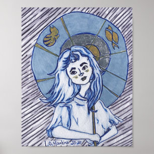 Poster Fille au parasol