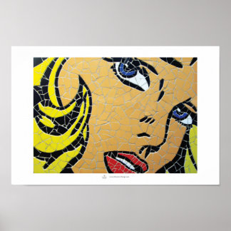 Poster Fille aux yeux bleus, mosaïque