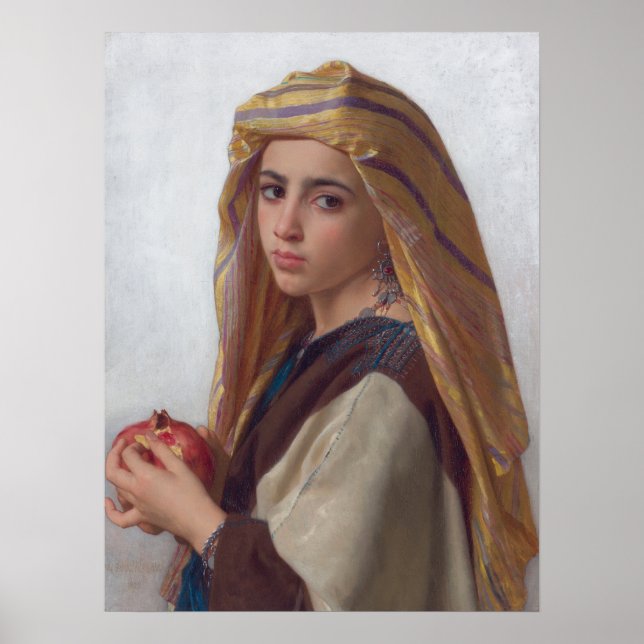 Poster Fille avec grenade par Bouguereau (Devant)