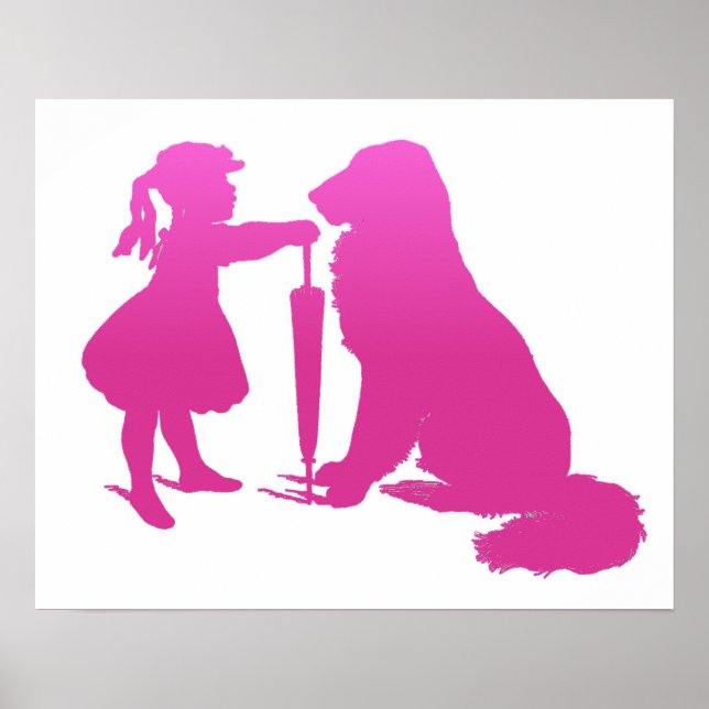 Poster Fille avec la pépinière de chien Silhouette Gradie (Devant)