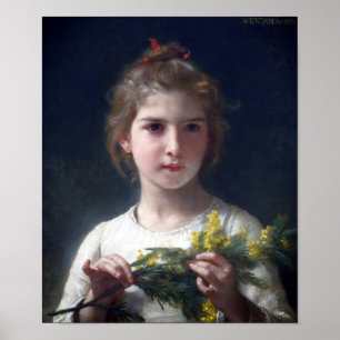 Poster Fille avec Mimosa, Bouguereau