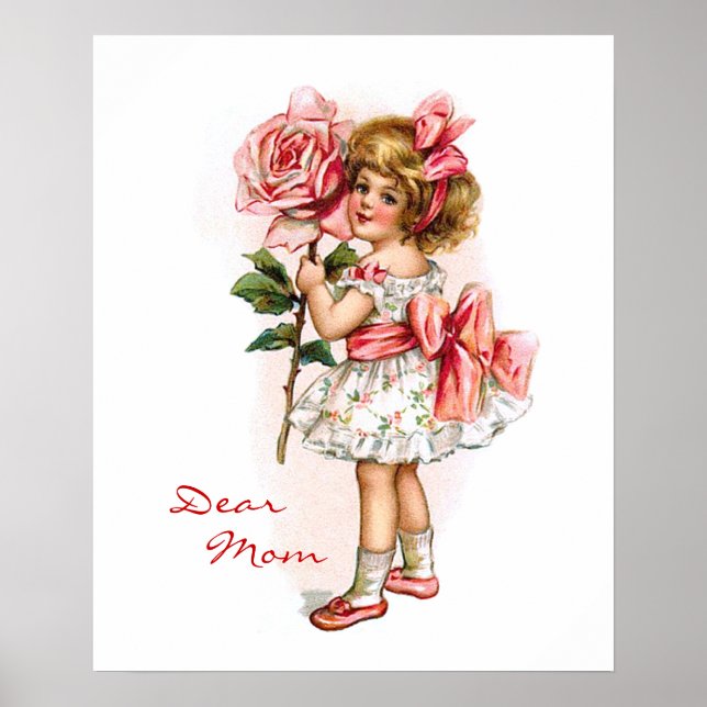 Poster Fille avec Rose (Devant)