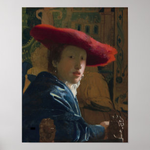 Poster Fille avec un Casquette rouge — Vermeer