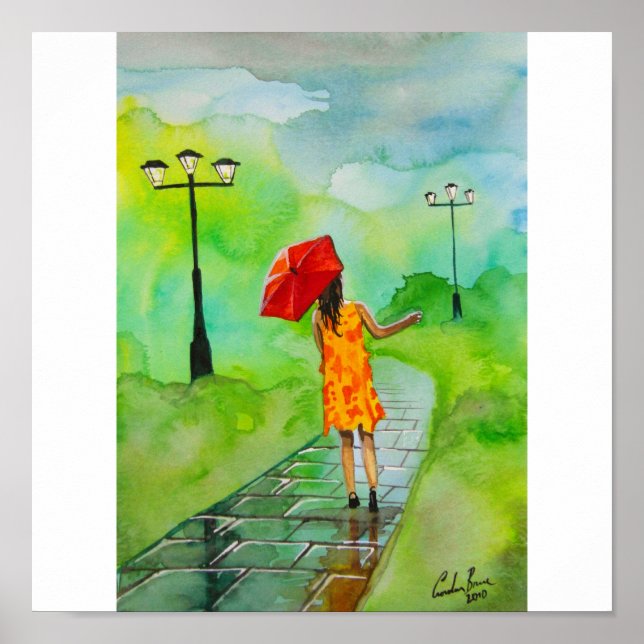 POSTER FILLE AVEC UN PARAMÈTRE ROUGE (Devant)