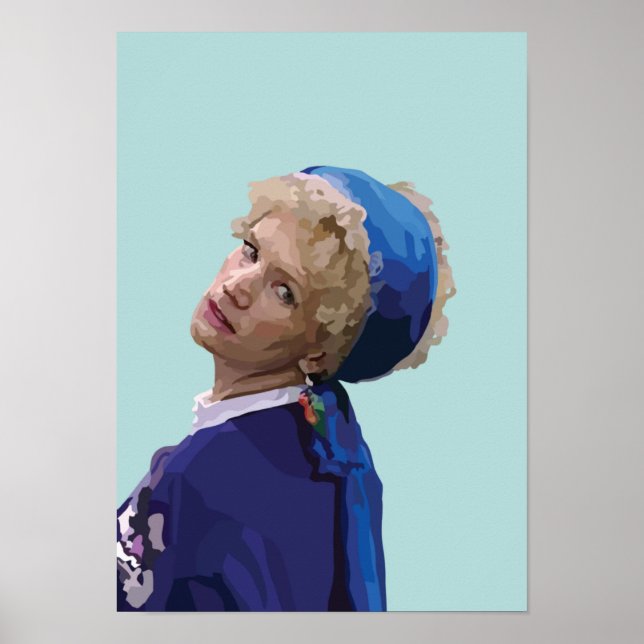 Poster Fille Avec Un Parrot Élevant (Devant)