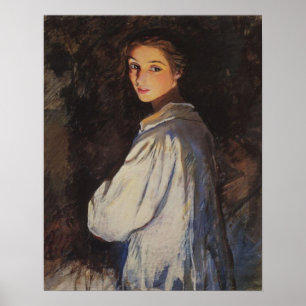 Poster Fille avec une bougie Autoportrait