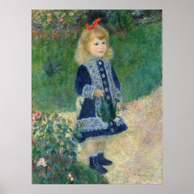 Poster Fille avec une canne d'arrosage par Auguste Renoir (Devant)