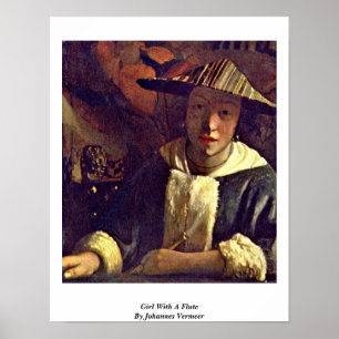Poster Fille avec une cannelure par Johannes Vermeer
