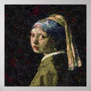 Poster Fille Avec Une Fraise Élevant Beau Art Spoof