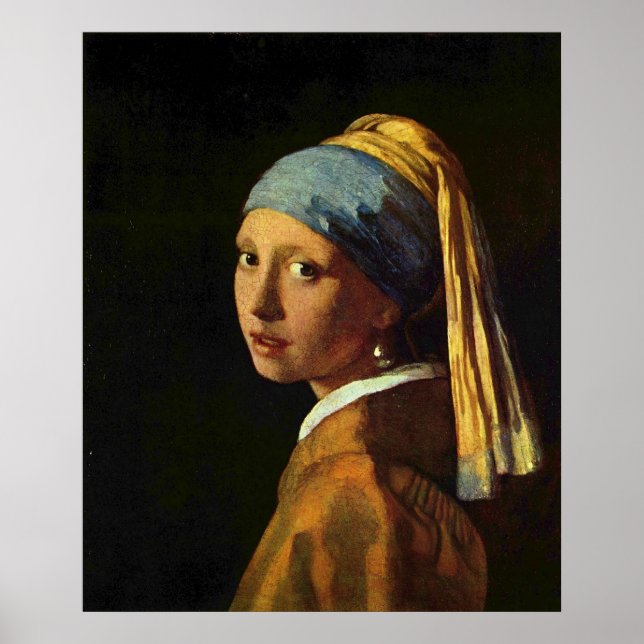 Poster Fille avec une oreille perle (Devant)