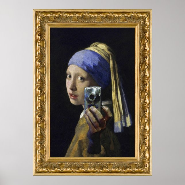 Poster Fille avec une oreille perle - auto-tourné (Devant)