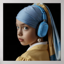 Fille avec une oreille perle et casque bleu Auti