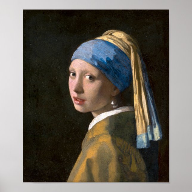 Poster Fille avec une oreille perle | Johannes Vermeer | (Devant)