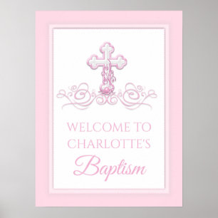 Poster Fille Baptême Baptême Brisant signes de première c