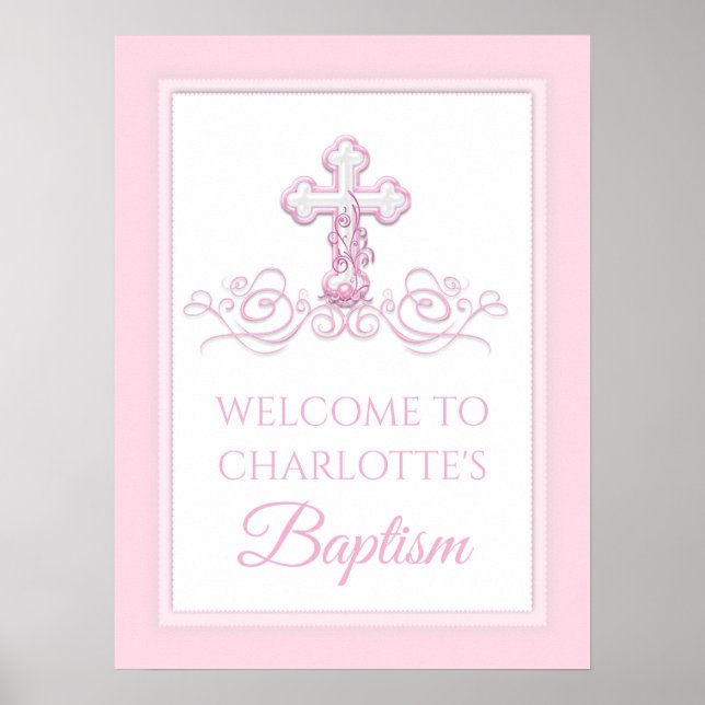 Poster Fille Baptême Baptême Brisant signes de première c (Devant)