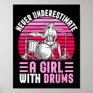 Poster Fille batteur batterie batterie drôle 