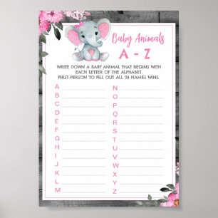 Poster Fille Bébé Animal Jeu Douche Activité Elephant