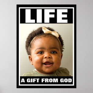 POSTER FILLE BÉBÉ NOIRE SOURIANTE PRO-VIE