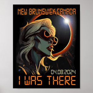 Poster Fille blonde éclipse solaire totale 2024 Nouveau-B
