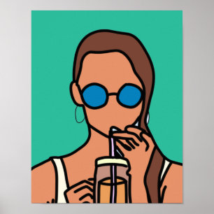 Poster Fille bubble thé ado moderne