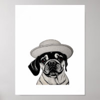 Fille Carlin chien porter Casquette noir et blanc 