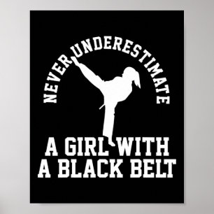 Poster Fille ceinture noire de karaté Taekwondo