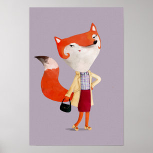 Poster Fille chique de Fox de mod