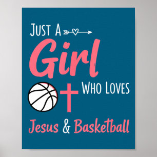 Poster Fille chrétienne aime Jésus Basketball Chrétien