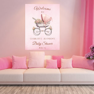 Poster Fille Classique Vintage Fête de Naissance Rose Bie