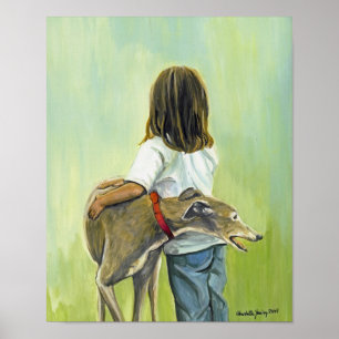 Poster "Fille copie avec de lévrier" art