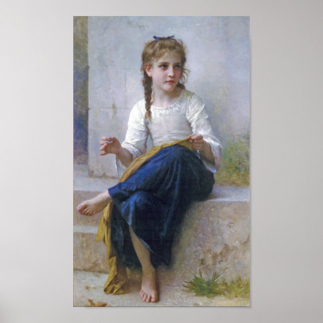 Poster Fille coudre, Bouguereau (Devant)