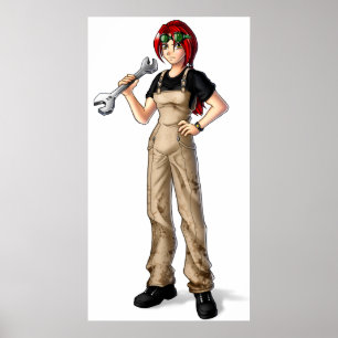 Poster Fille d'Anime de mécanicien