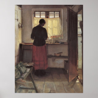 Poster Fille dans la cuisine par Anna Ancher