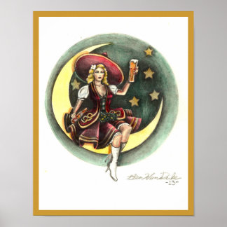 Poster fille dans la lune
