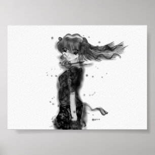 Poster Fille dans le vent