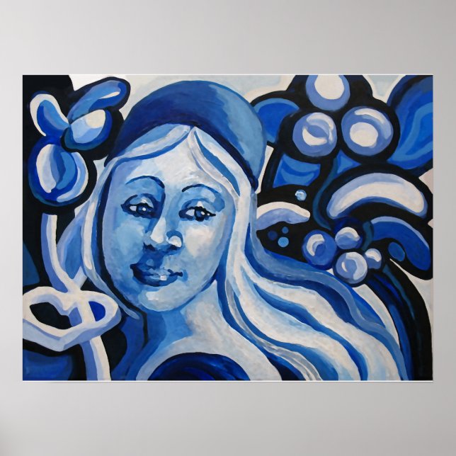 Poster Fille dans un casquette bleu (Devant)