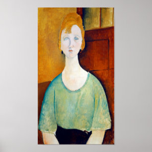 Poster Fille dans une blouse verte, Modigliani
